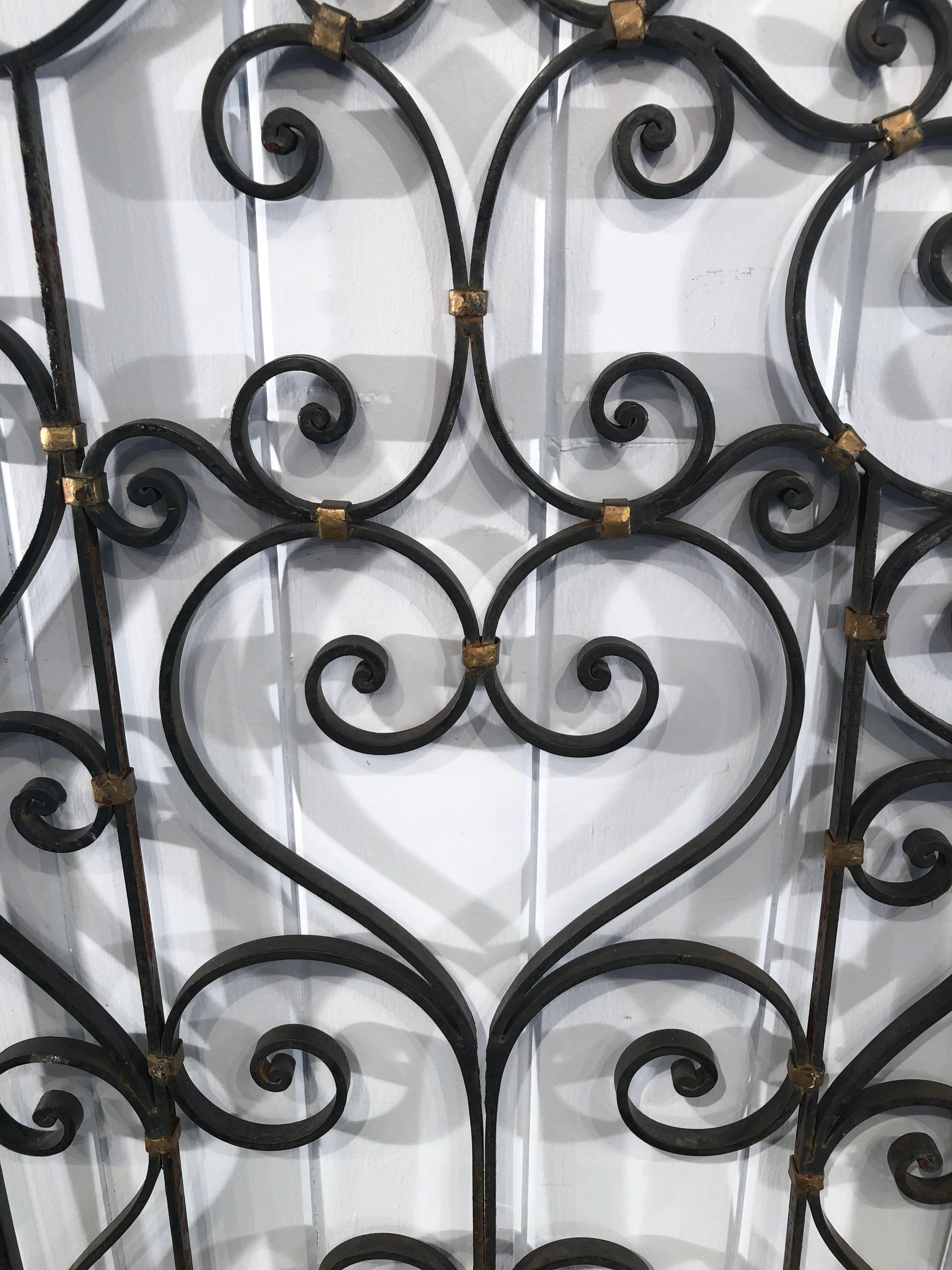 Hand-Crafted Pair of French Rococo Wrought Iron Gates