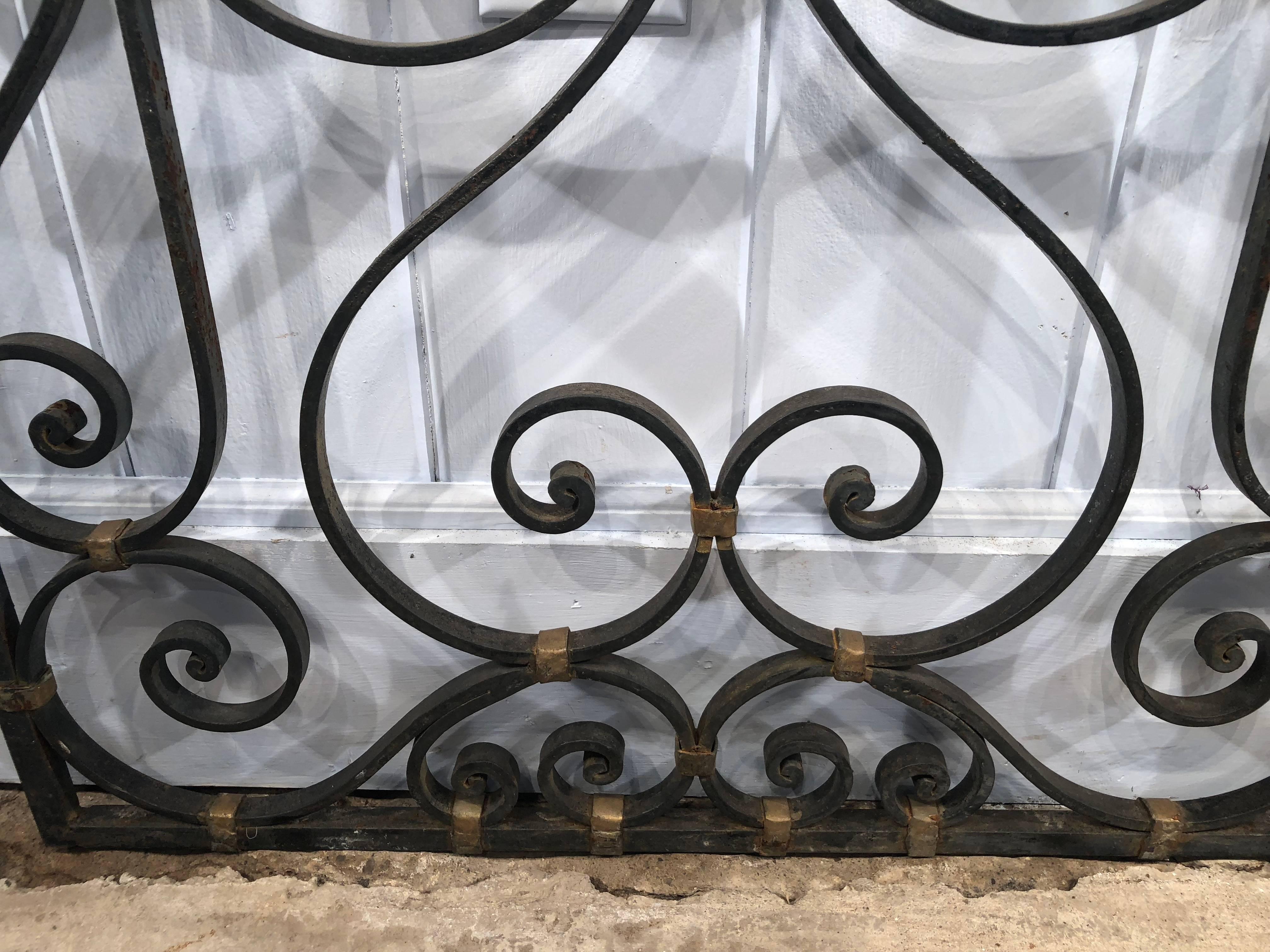 20th Century Pair of French Rococo Wrought Iron Gates