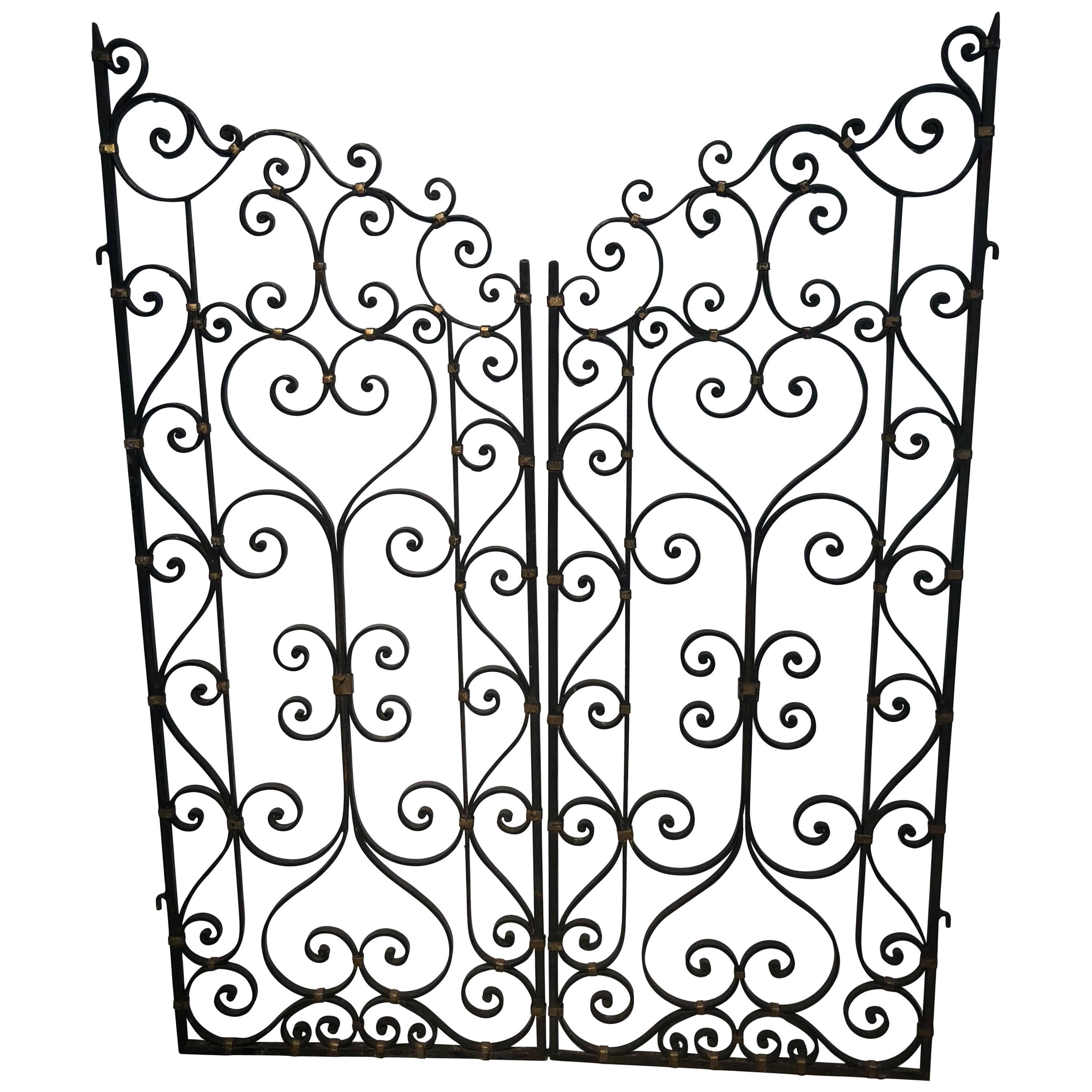 Pair of French Rococo Wrought Iron Gates