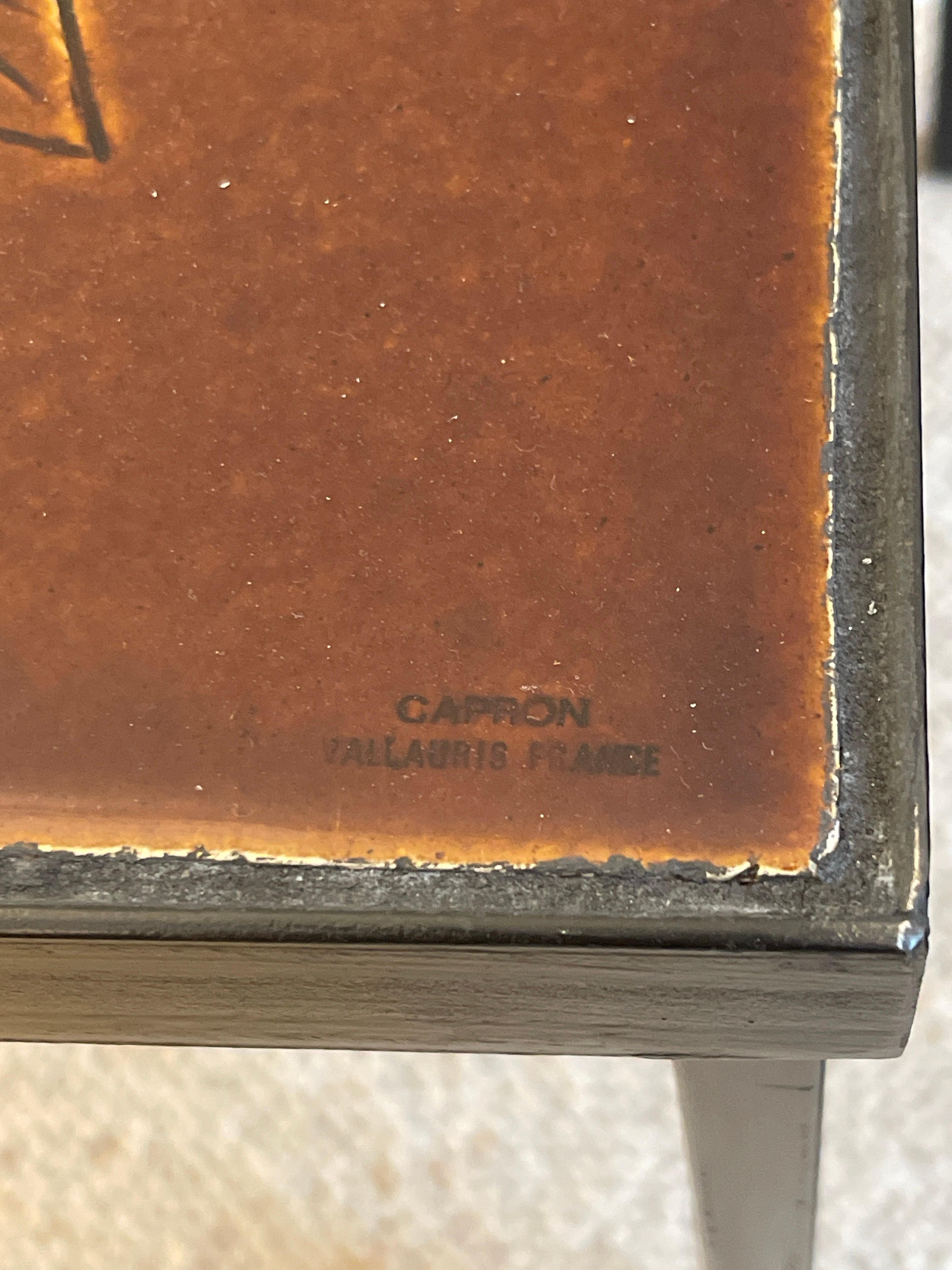 Mid-Century Modern pair of French Roger Capron Tables in ceramic 1950 For Sale