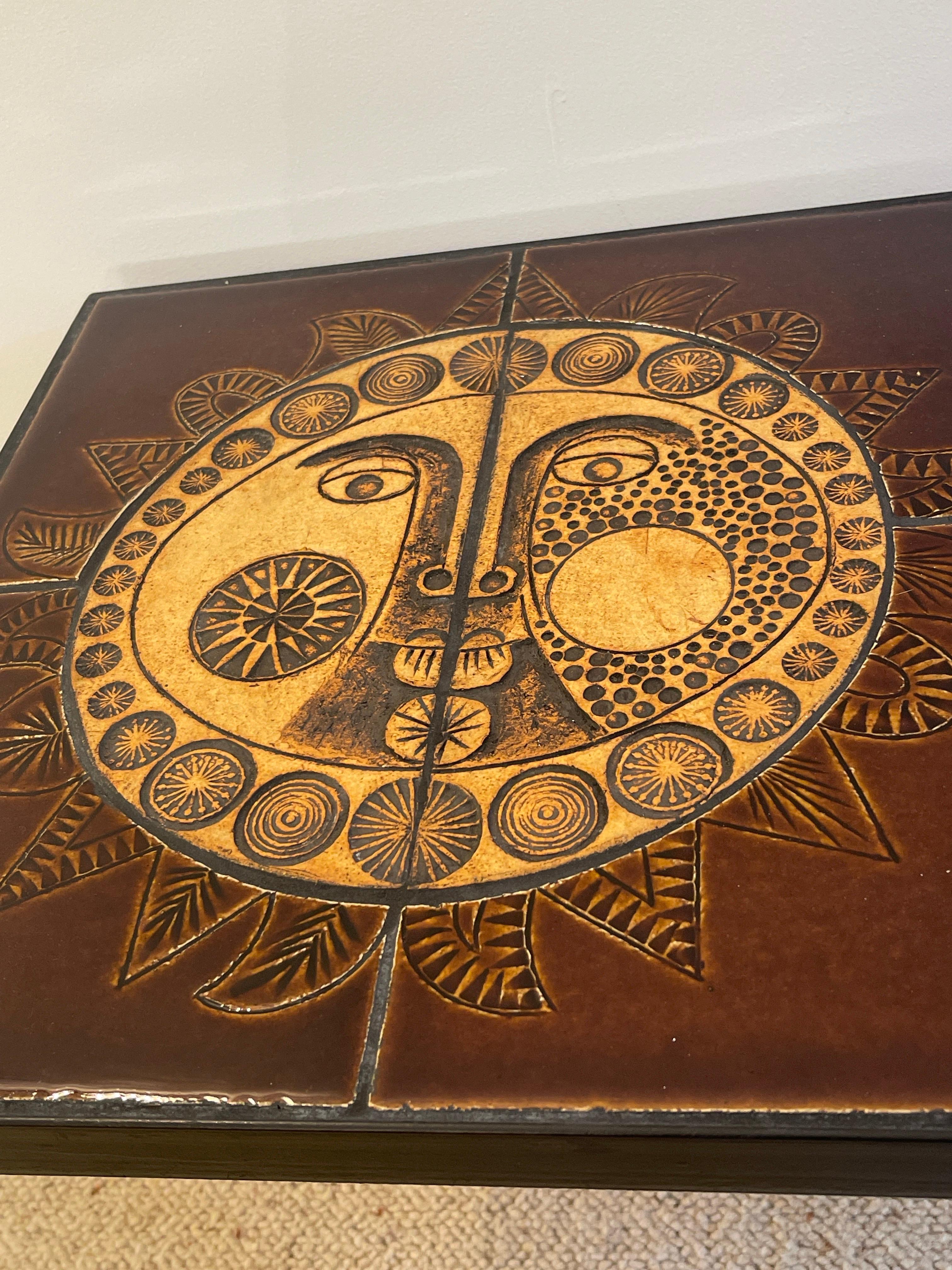 Hand-Crafted pair of French Roger Capron Tables in ceramic 1950 For Sale