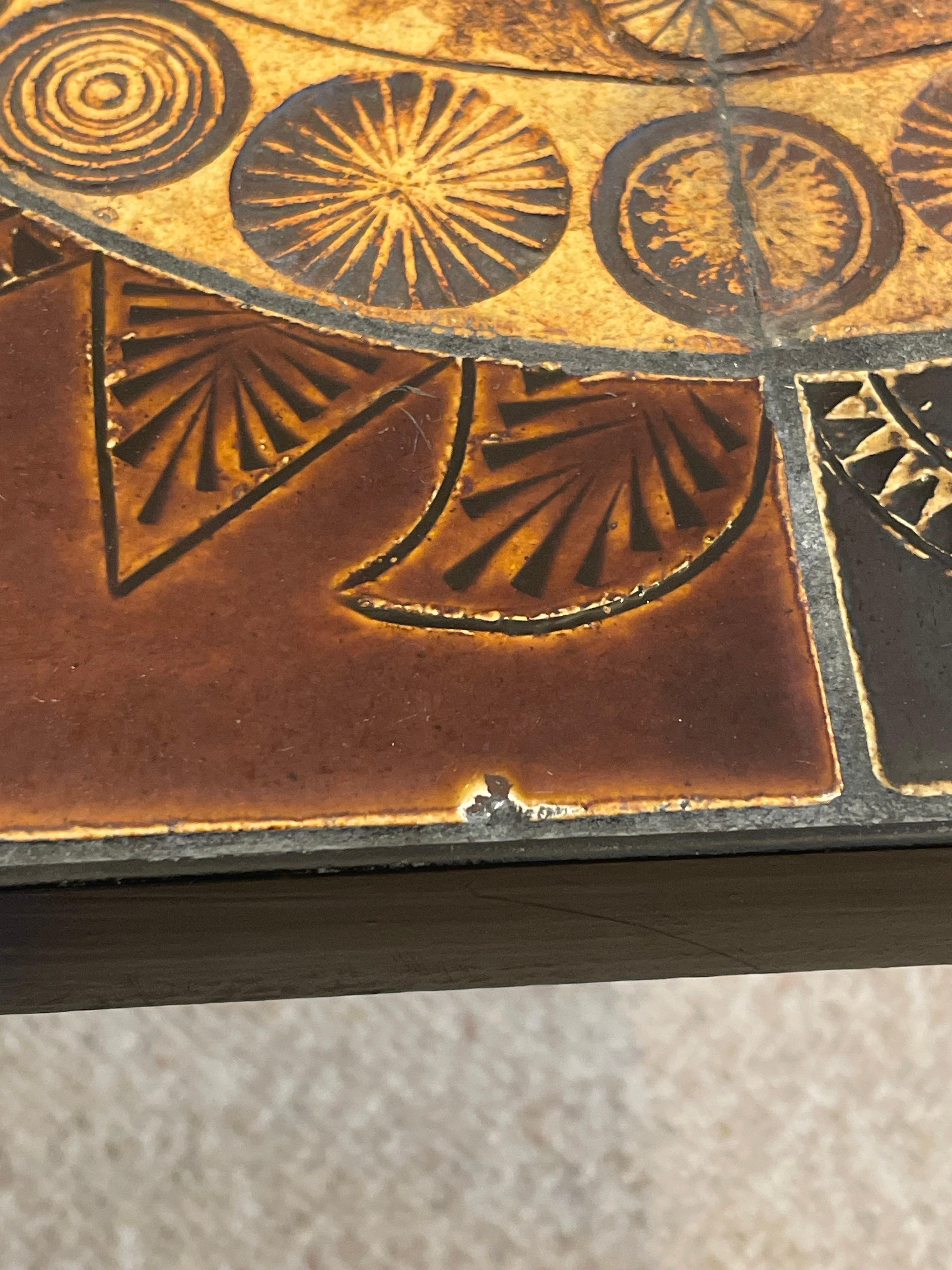 pair of French Roger Capron Tables in ceramic 1950 In Good Condition For Sale In SAINT-OUEN-SUR-SEINE, FR