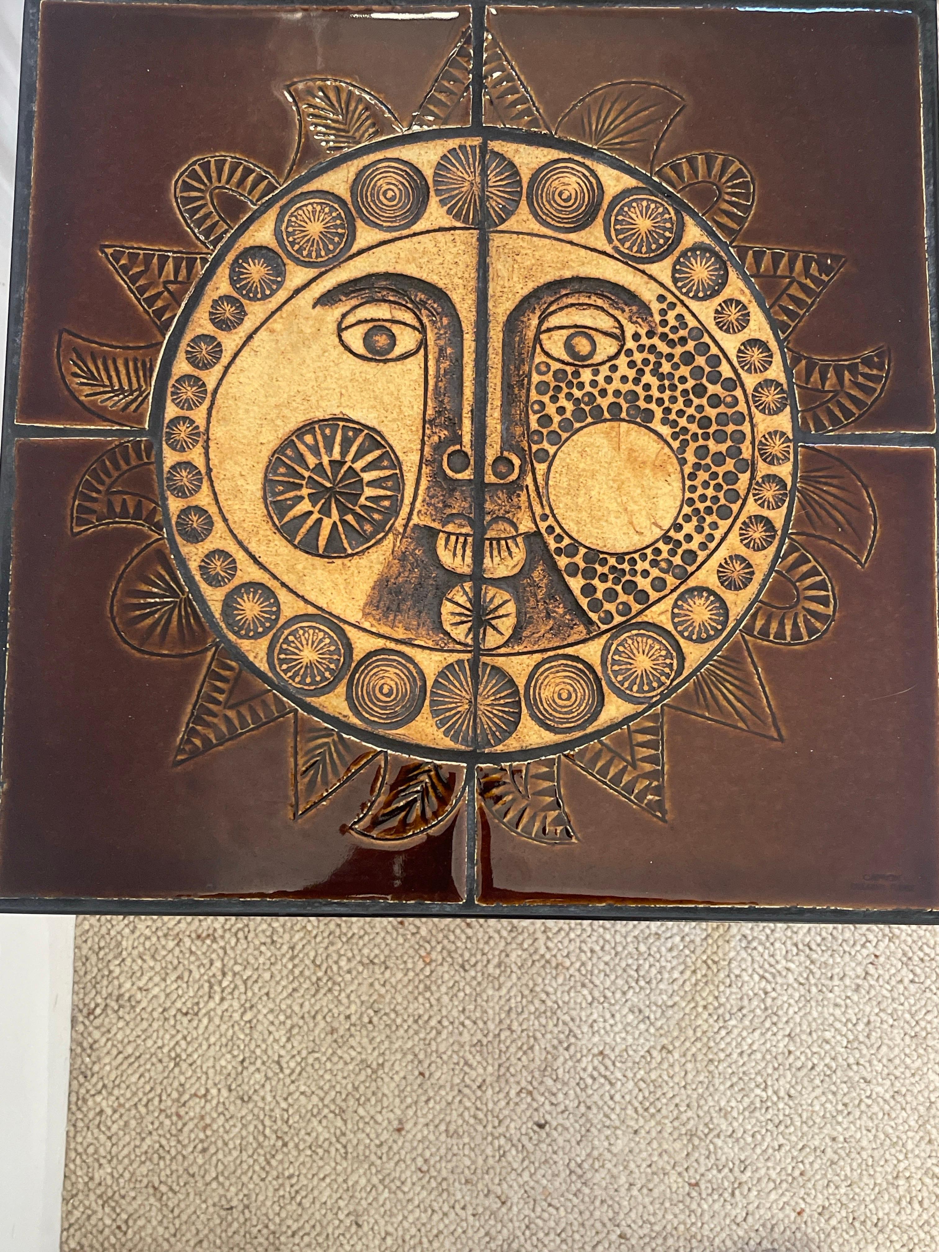 pair of French Roger Capron Tables in ceramic 1950 For Sale 2