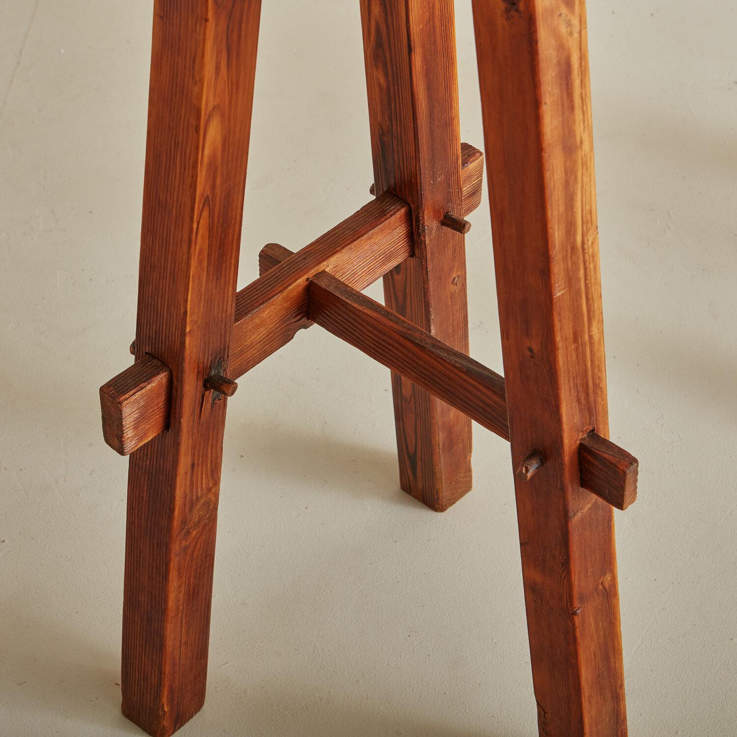 Pair of French Rope and Wood Bar Height Stools in the Style of Audoux and Minet 6