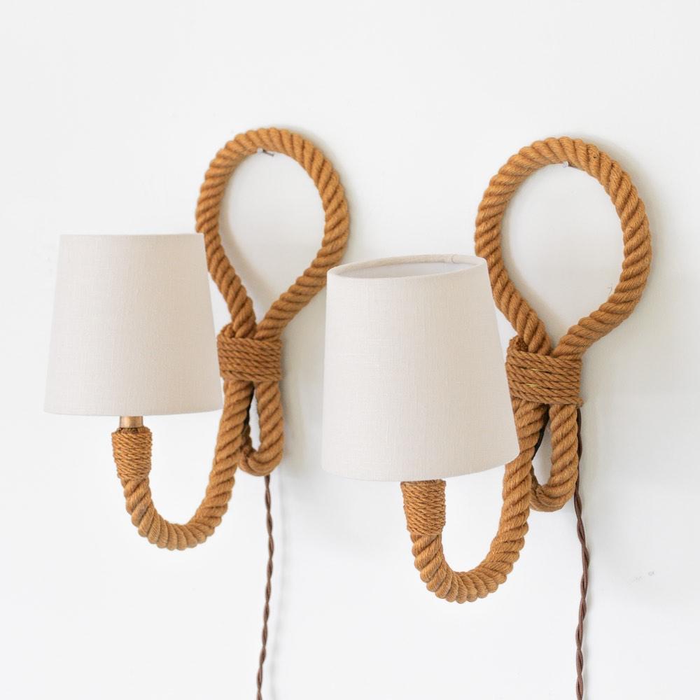 Pair of French Rope Sconces by Audoux Minet In Good Condition In Los Angeles, CA