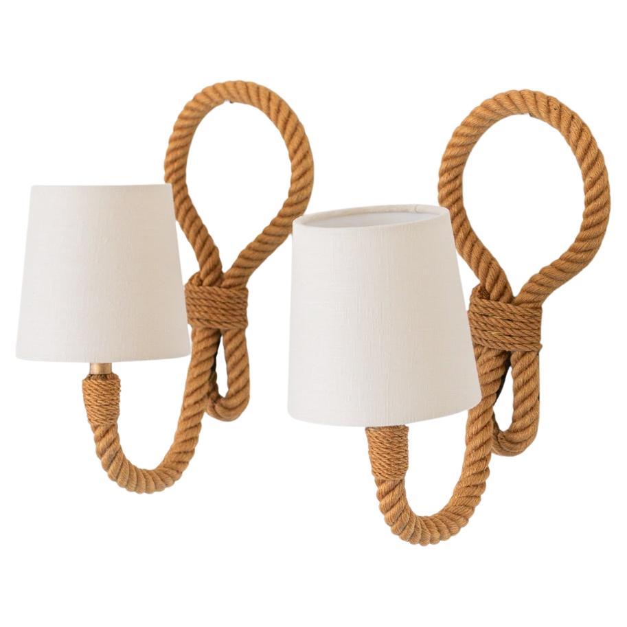 Pair of French Rope Sconces by Audoux Minet