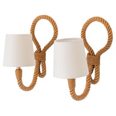 Pair of French Rope Sconces by Audoux Minet