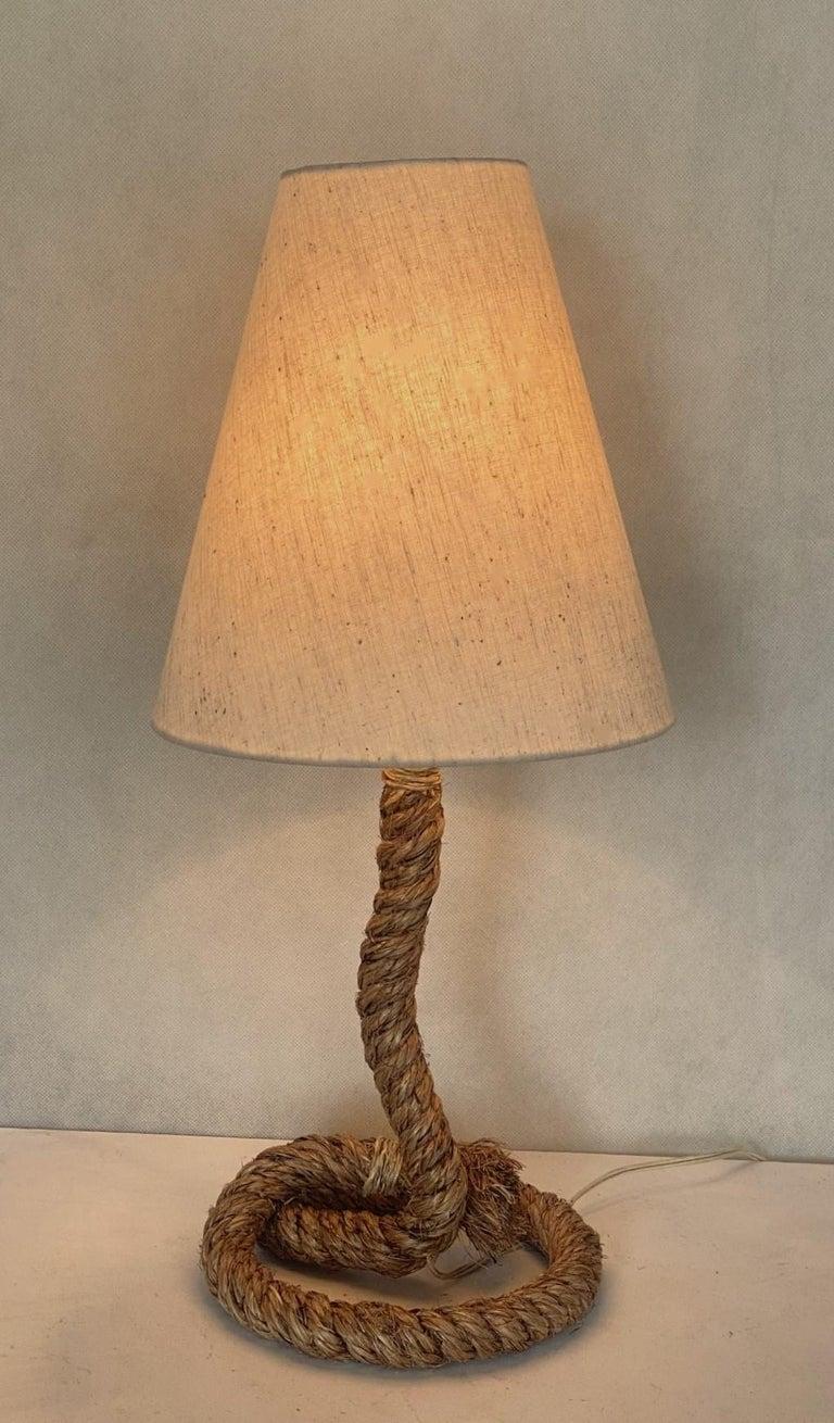 Paire de lampes de table en corde de style Audoux Minet en vente 1