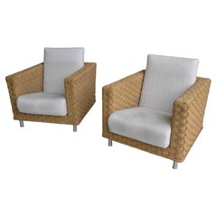 Paire de fauteuils "Wicky" en corde tressée par Didier Gomez pour Ligne Roset