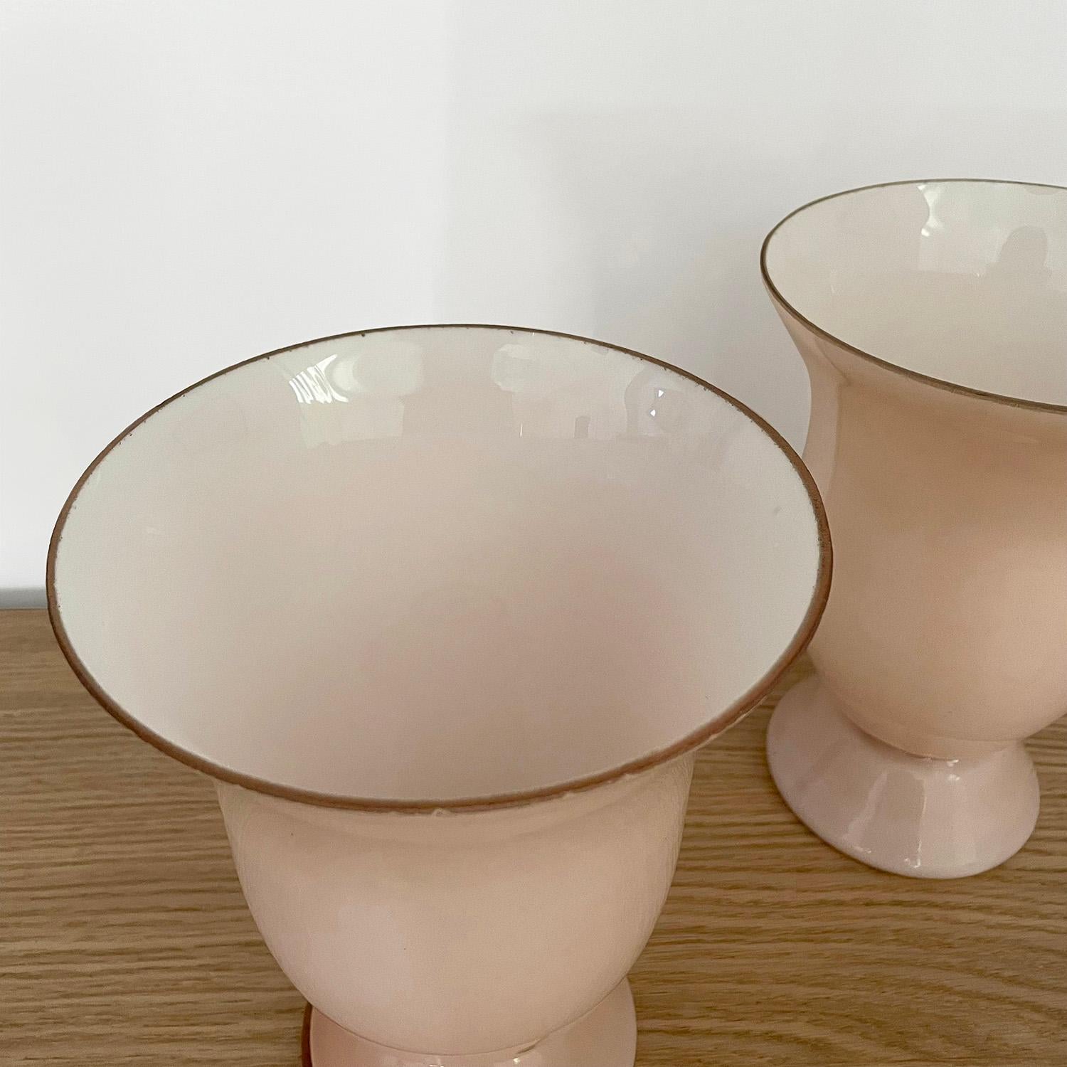 Pair of French Rose Pink Glass Tulip Lamps 5