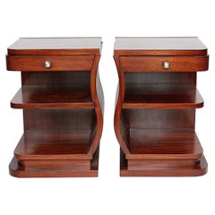 Pair of French Rosewood Art Deco Bedside Tables