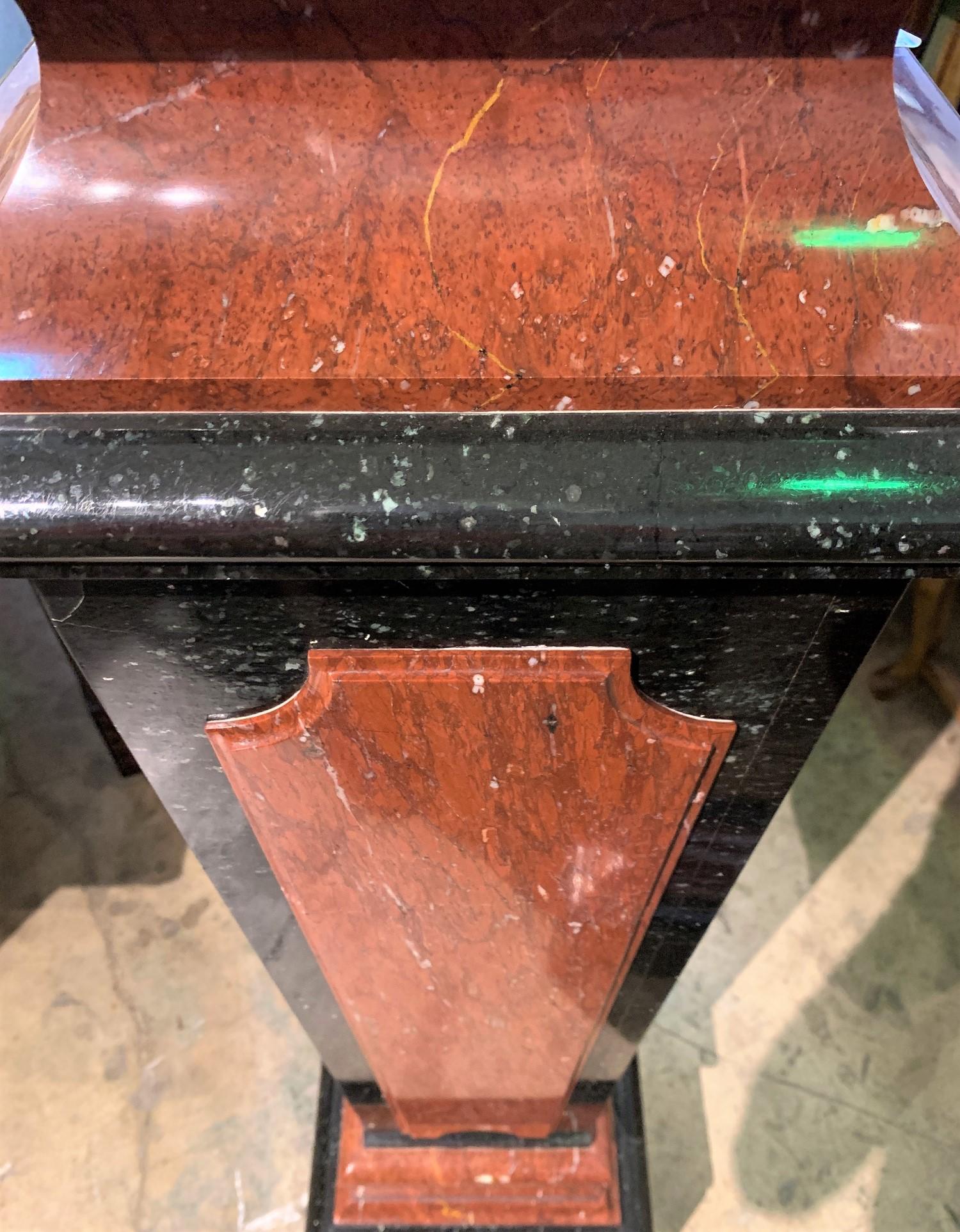 Pair of French Rouge and Black Marble Pedestals In Good Condition In Dallas, TX