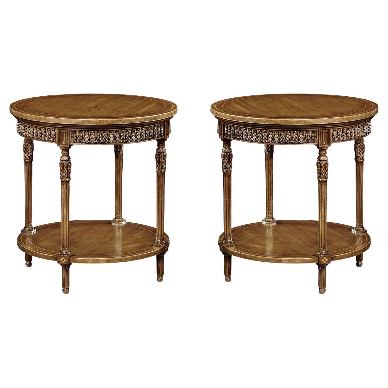 Pair of French Round Side Tables For Sale