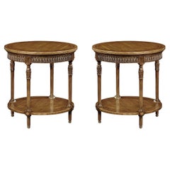 Paire de tables d'appoint rondes françaises