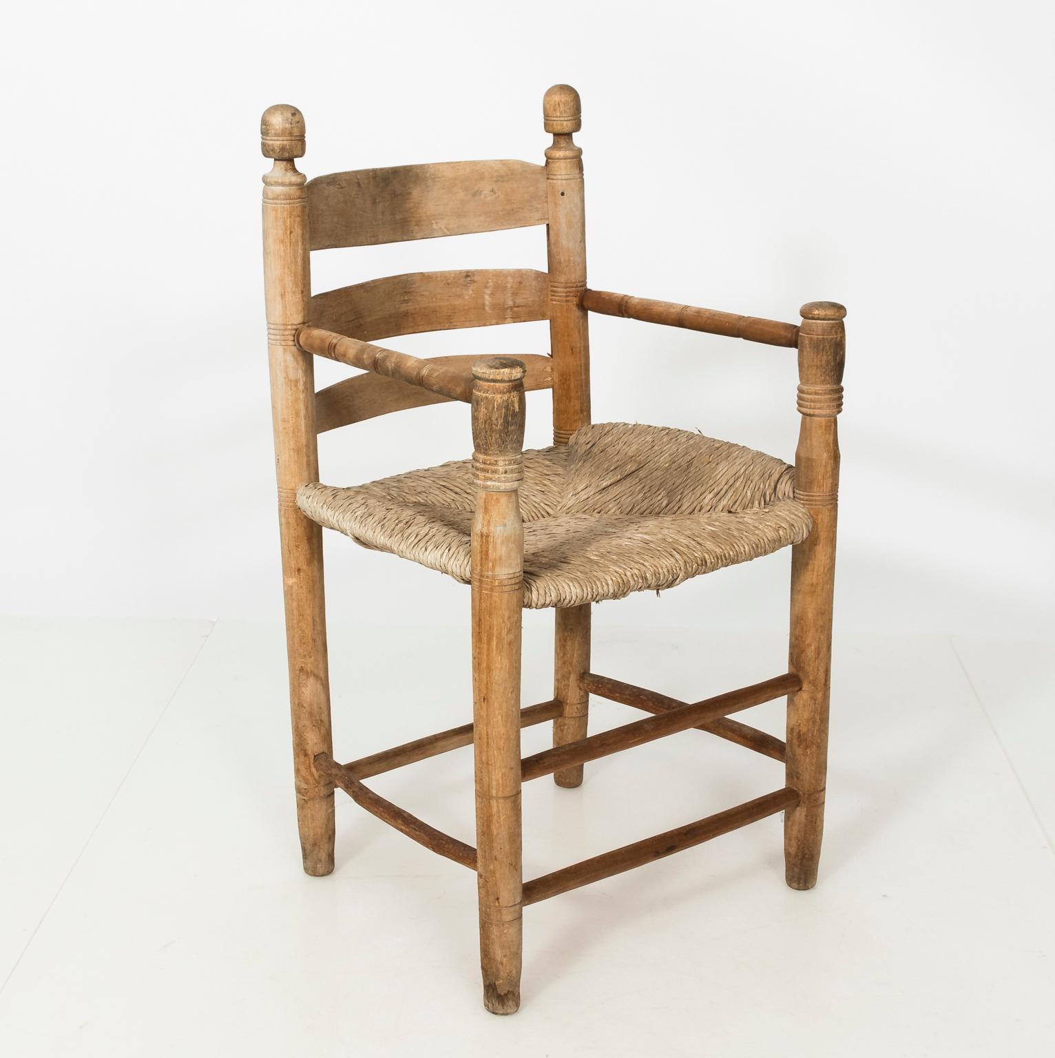 Pair of French Rush Seat Armchairs 4