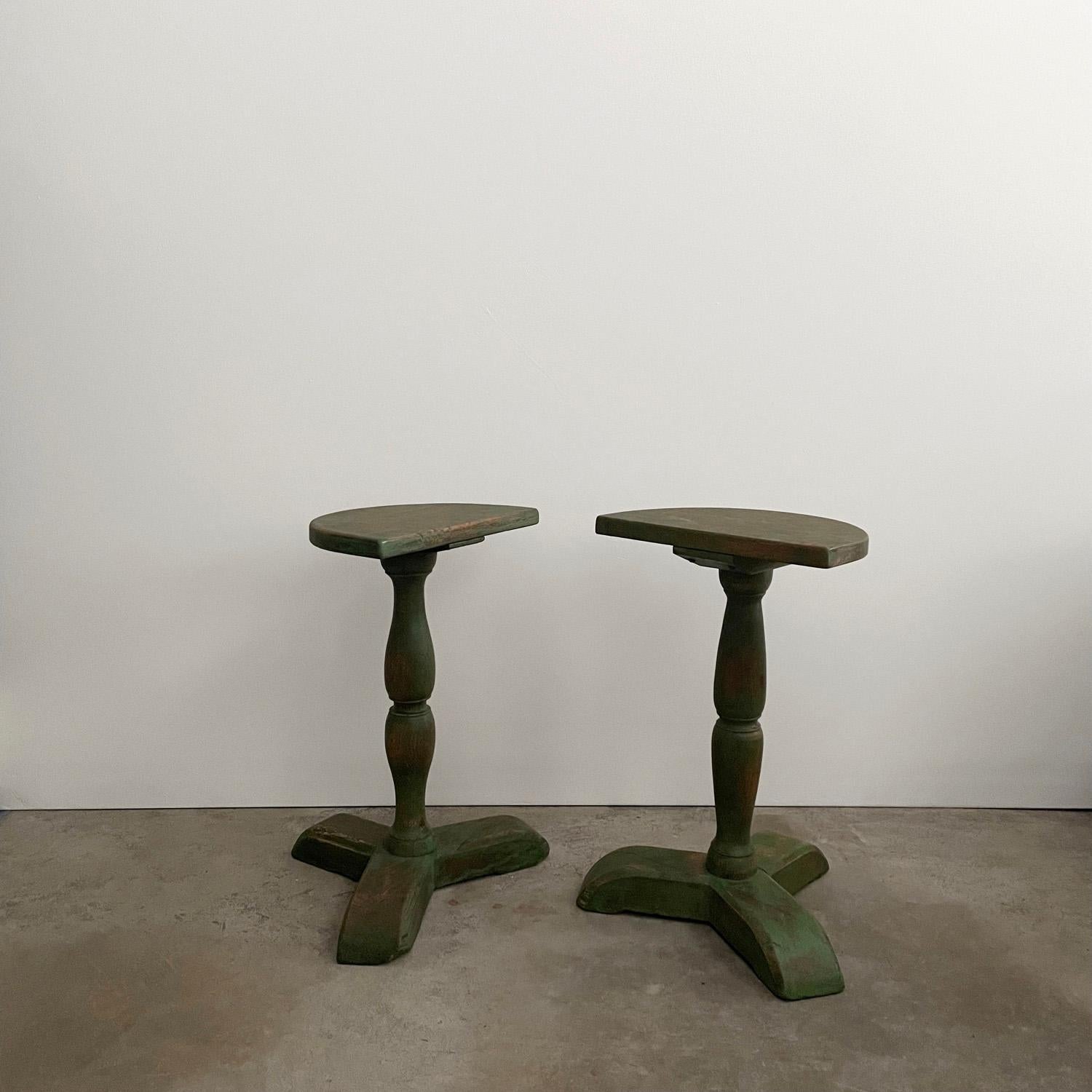 Wood Pair of French Rustic End Tables For Sale