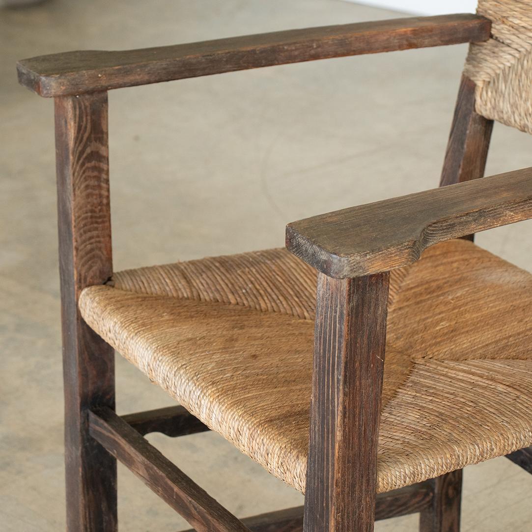 French Rustic Wood and Woven Chairs 5