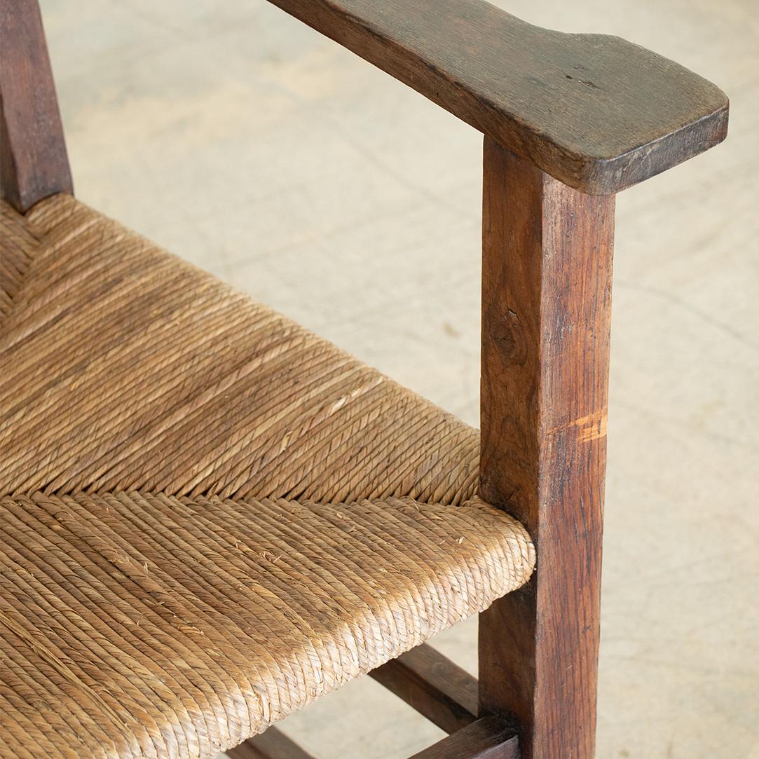 French Rustic Wood and Woven Chairs 8