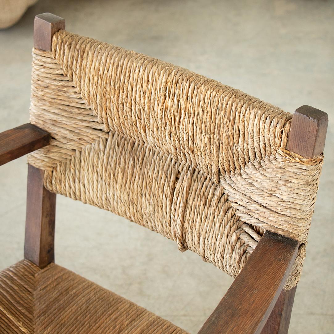 French Rustic Wood and Woven Chairs 3