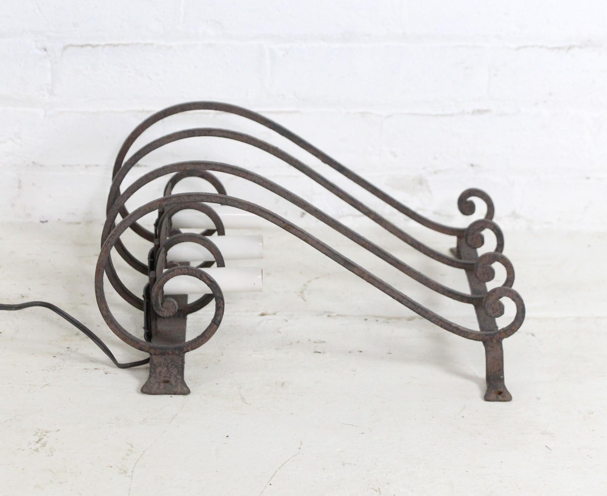 Pair of French S Shape Wrought Iron Wall Sconces For Sale 6