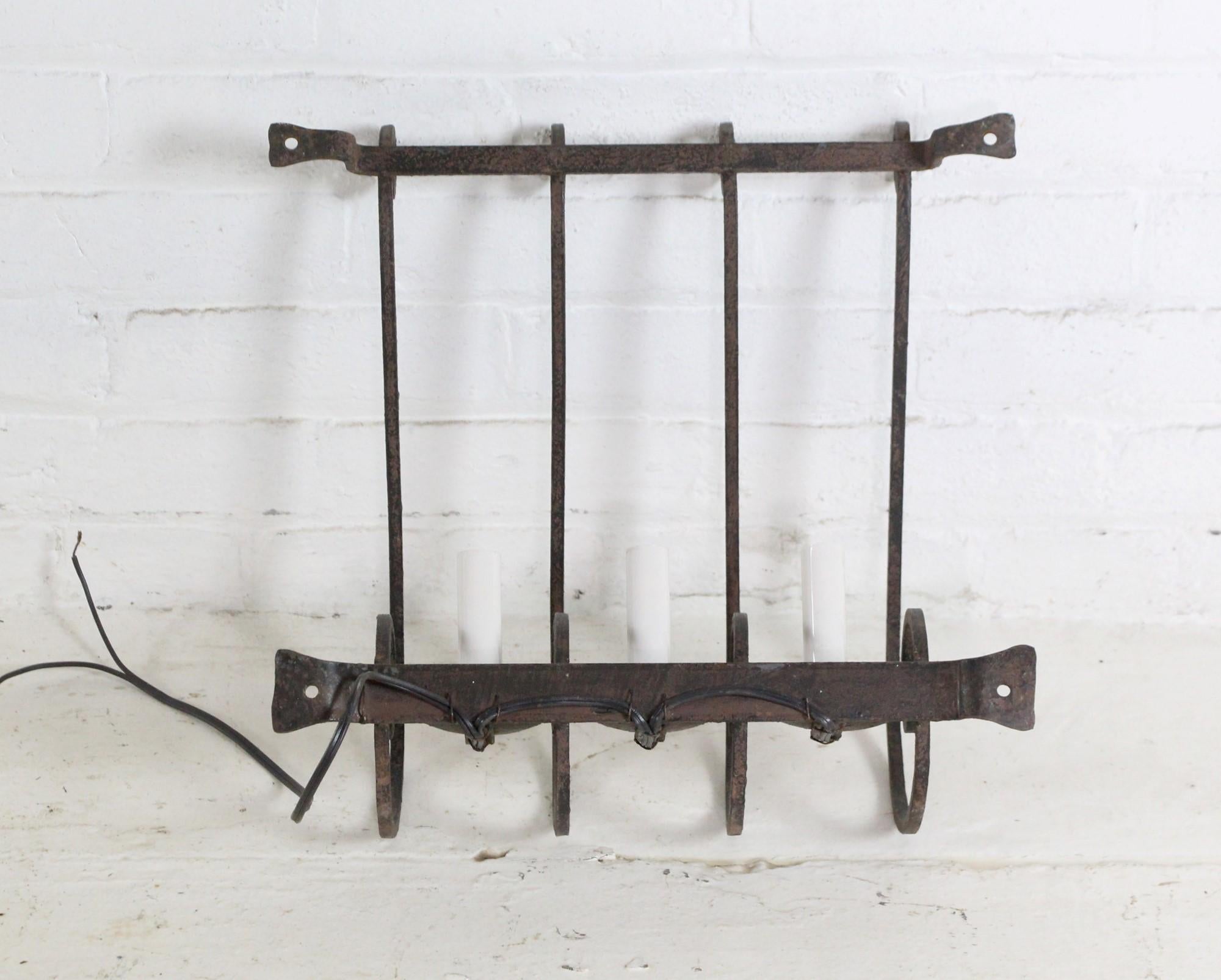 Pair of French S Shape Wrought Iron Wall Sconces For Sale 7