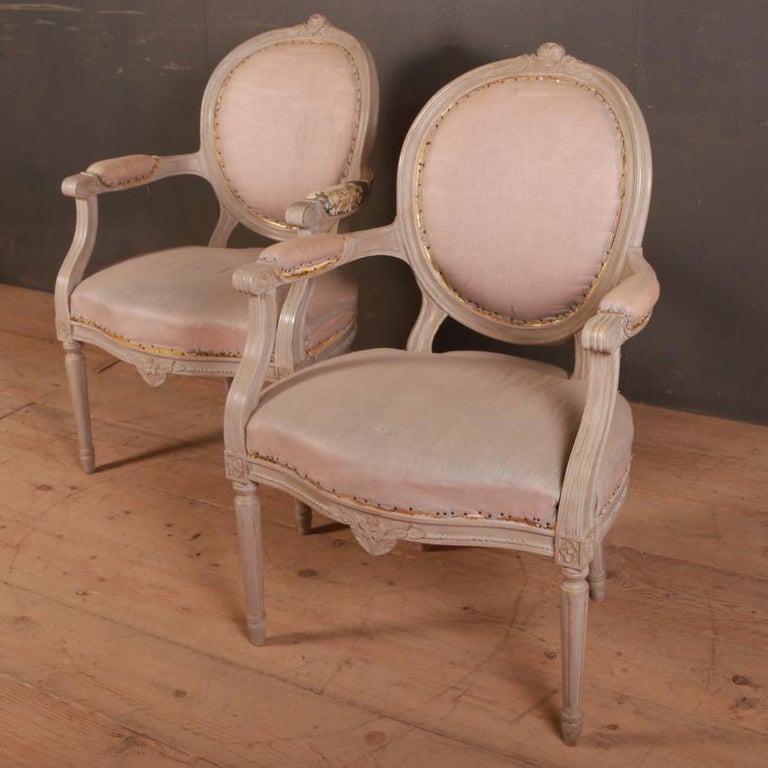 Pair of French Salon Chairs For Sale at 1stdibs