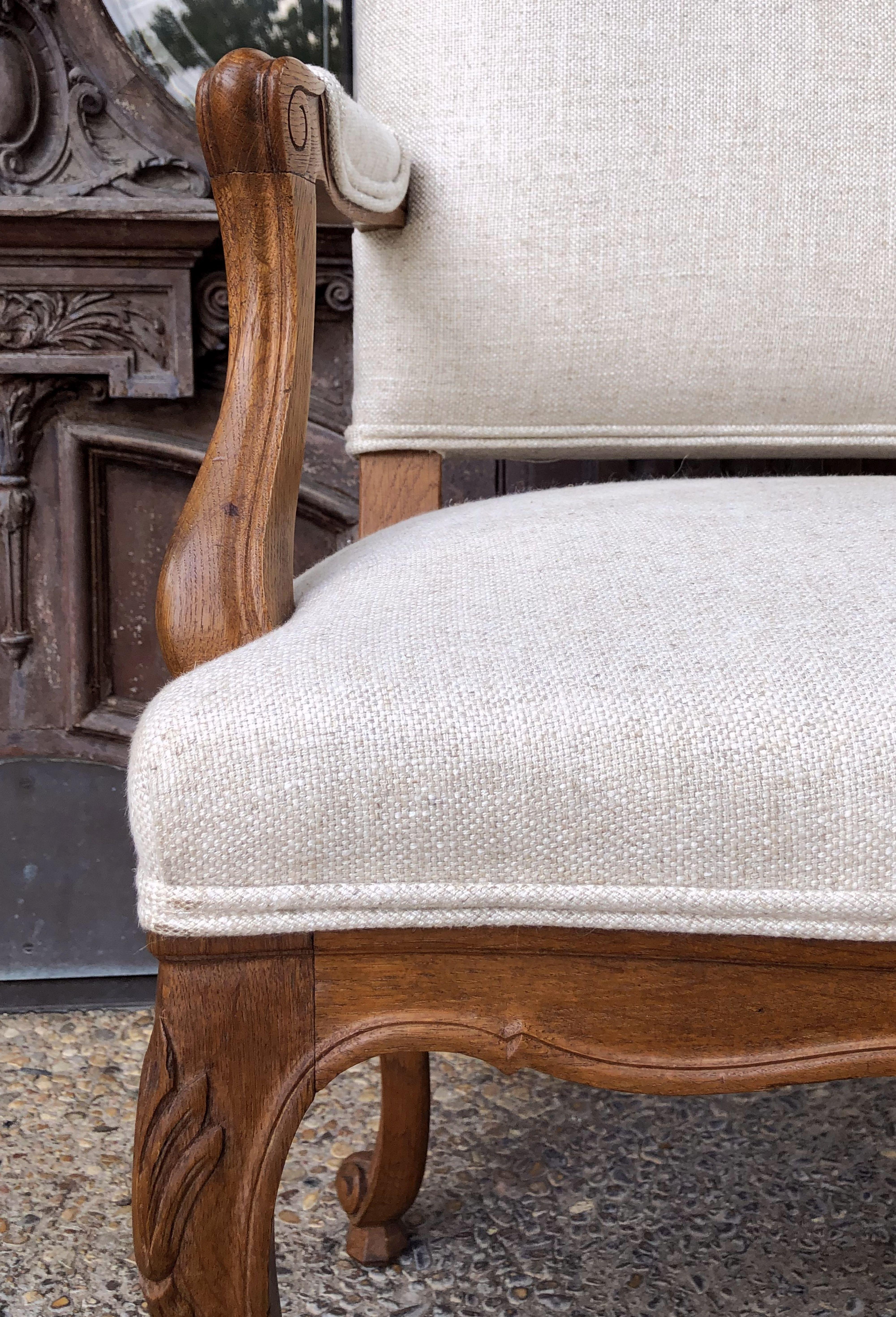 Pair of French Salon Chairs with Linen Upholstery 'Priced Individually' 3