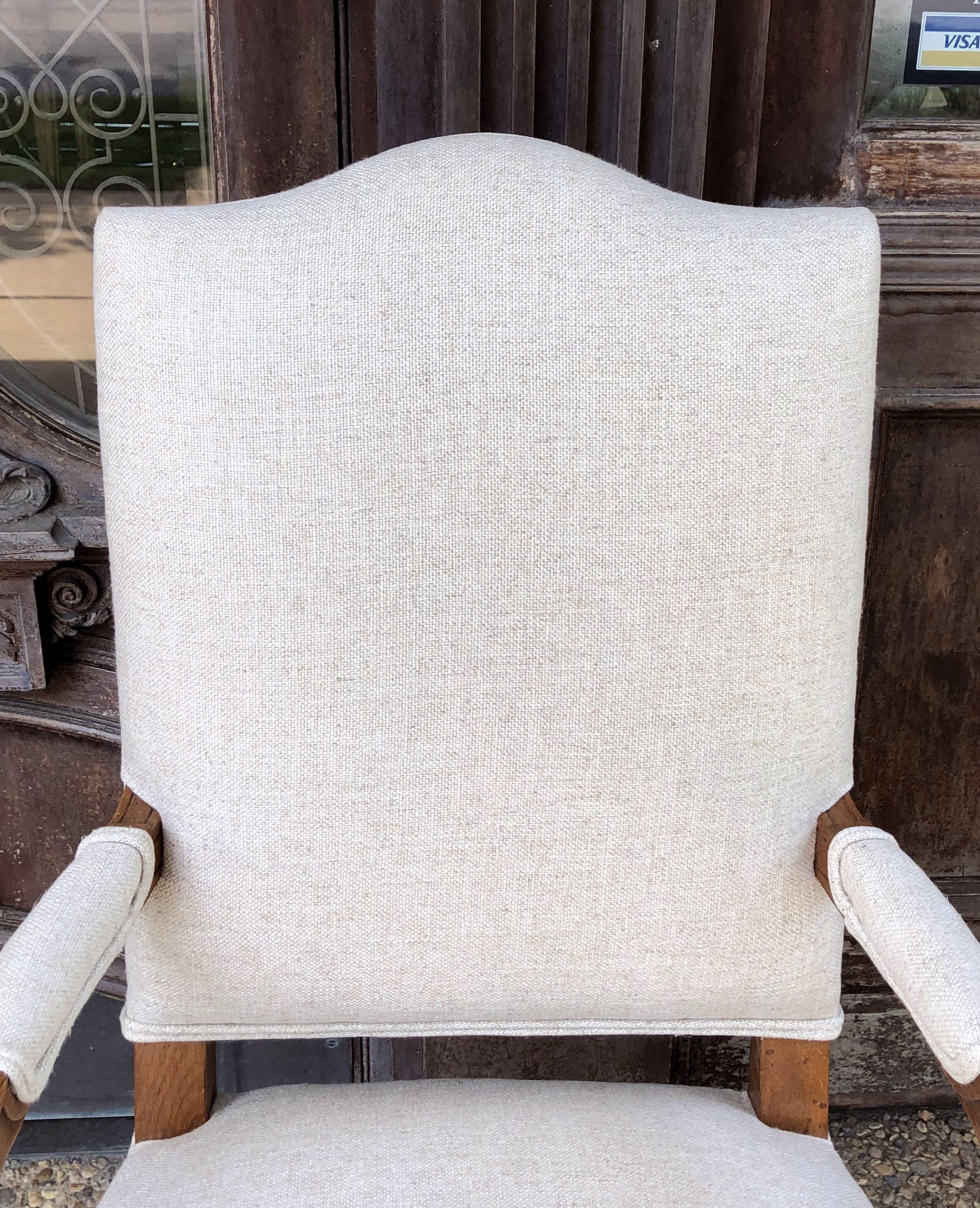 Pair of French Salon Chairs with Linen Upholstery 'Priced Individually' 1