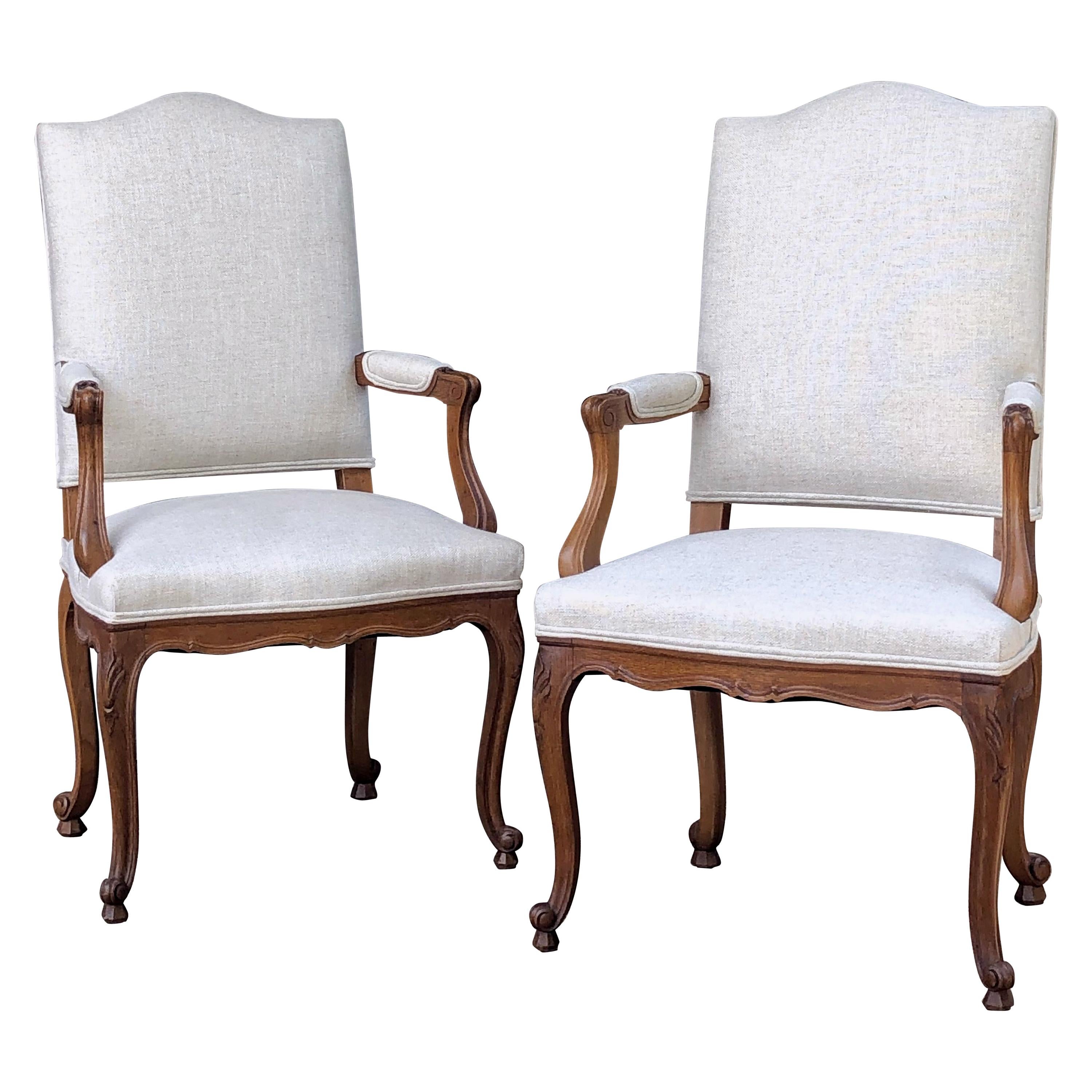 Pair of French Salon Chairs with Linen Upholstery 'Priced Individually'