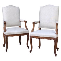 Pair of French Salon Chairs with Linen Upholstery 
Priced Individually
