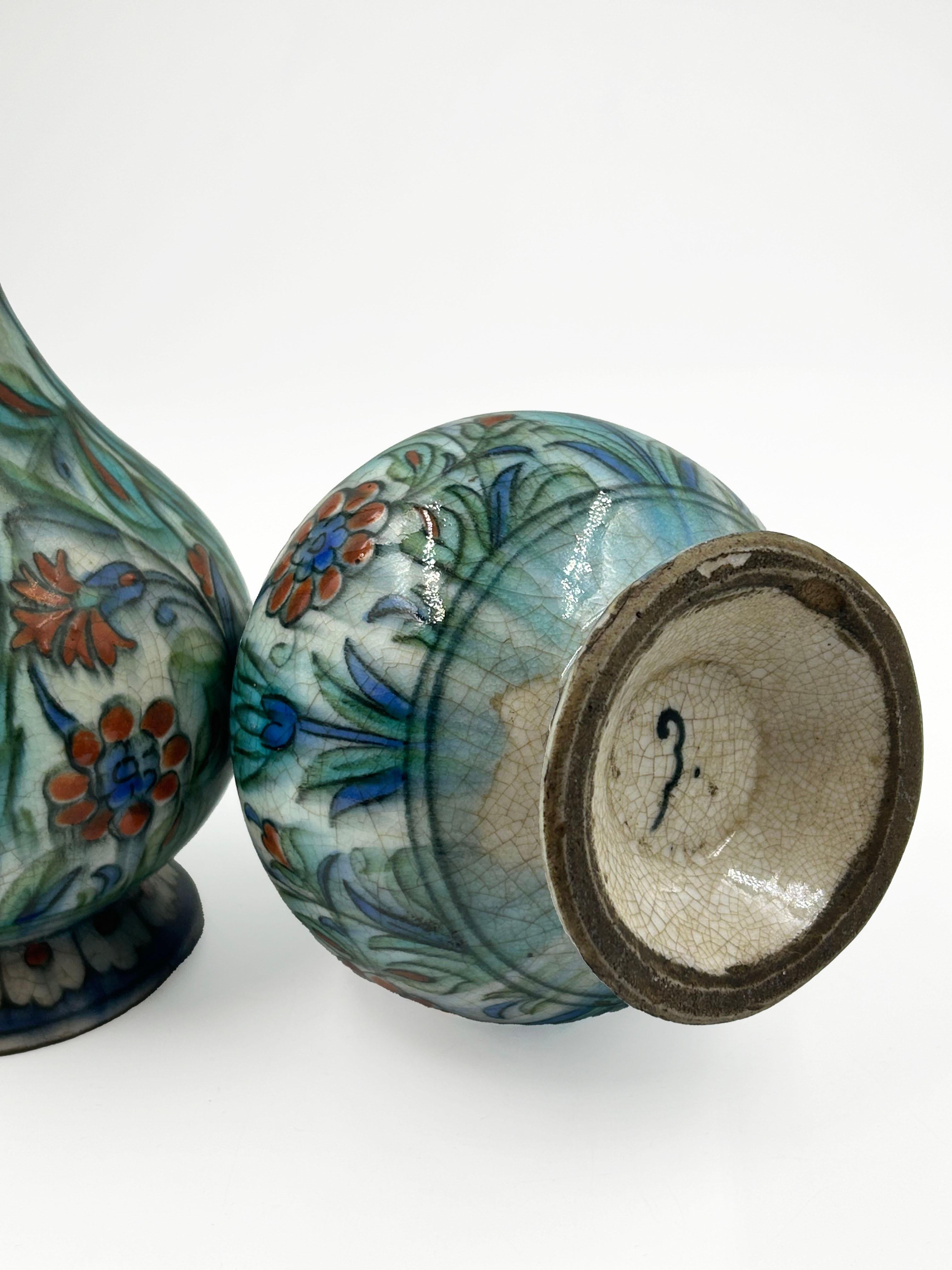 Pareja de cerámicas francesas Samson de estilo Iznik, S. XIX Hecho a mano en venta