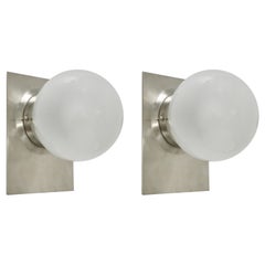 Pair of French Satin Nickel Sconces
