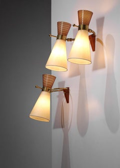 Pair of French Sconces Arlus Perforated Sheet Metal 60's Vintage F013 F014