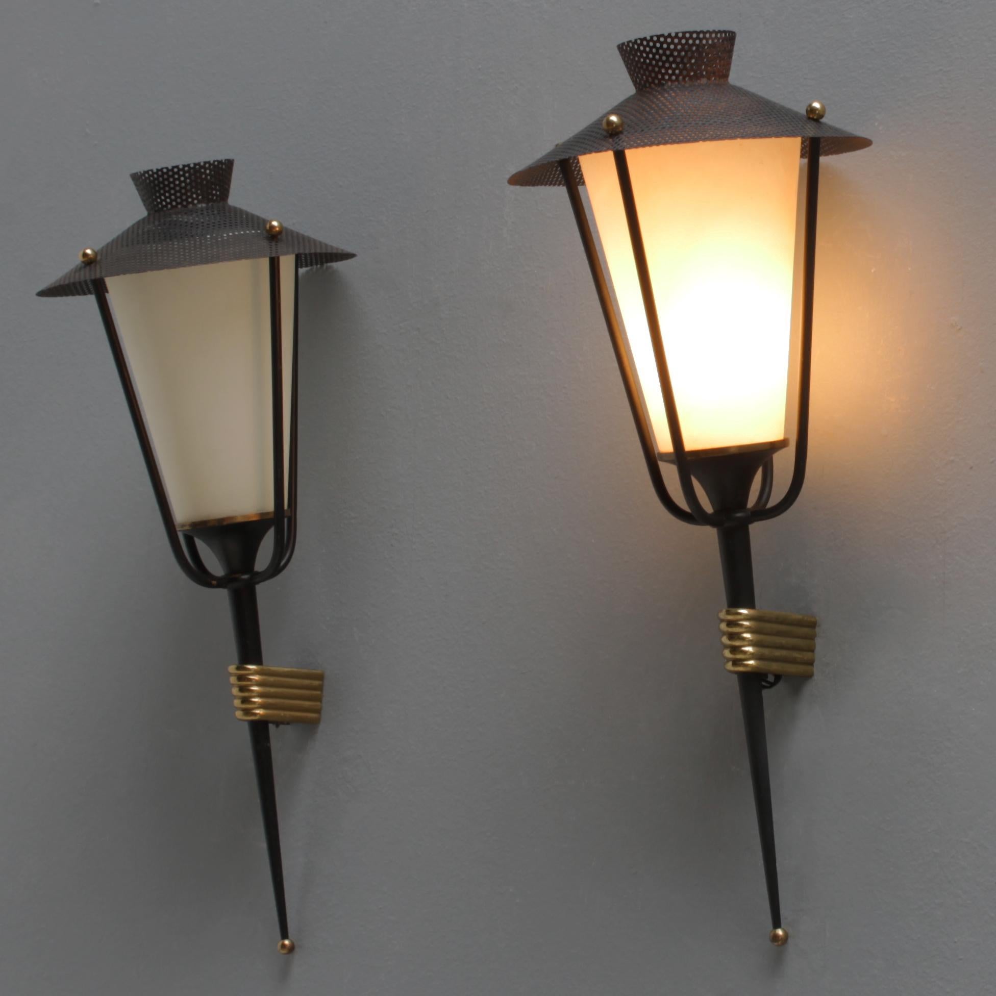Metal Pair of French Sconces by Maison Arlus