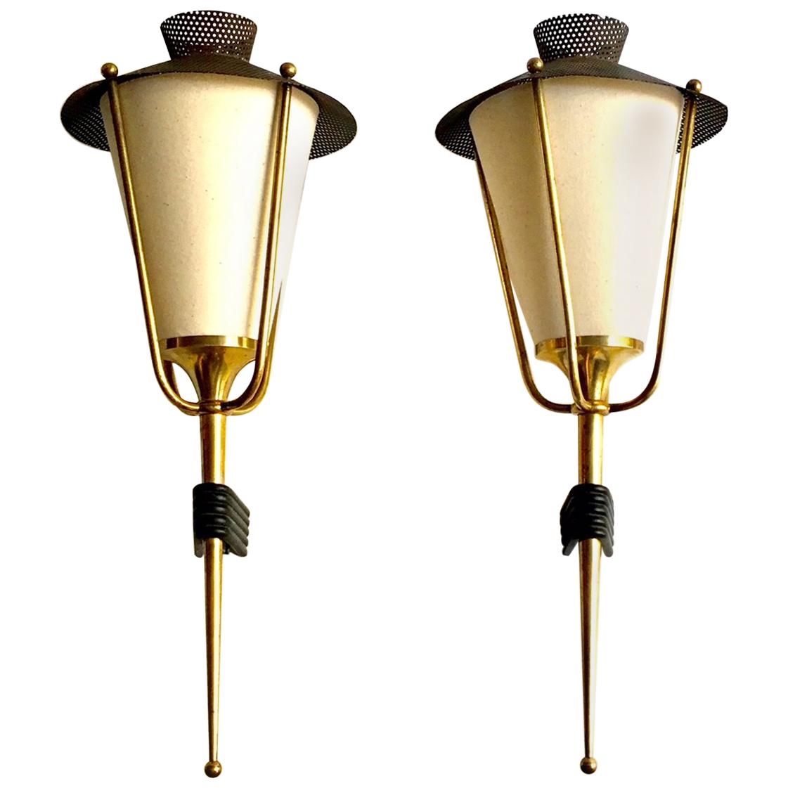 Pair of Miod Century French Sconces by Maison Arlus