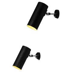 pair of French sconces in lacquered brass and chromed metal from the 50's