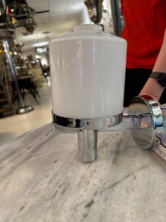 Pair of French Sconces in Opaline and Chrome, Style: Art Deco