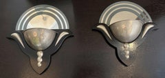 Pair of French Sconces in wood and Chrome