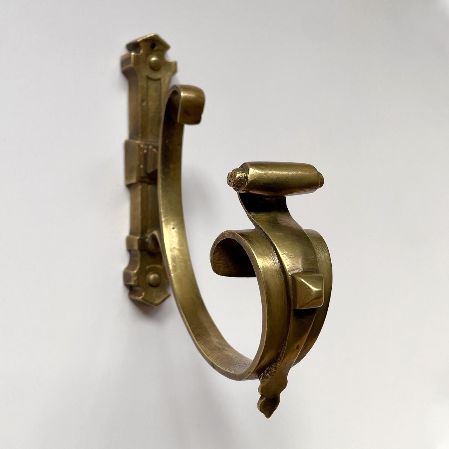 20th Century Pair of French Sculpted Bronze Studded Wall Hooks For Sale