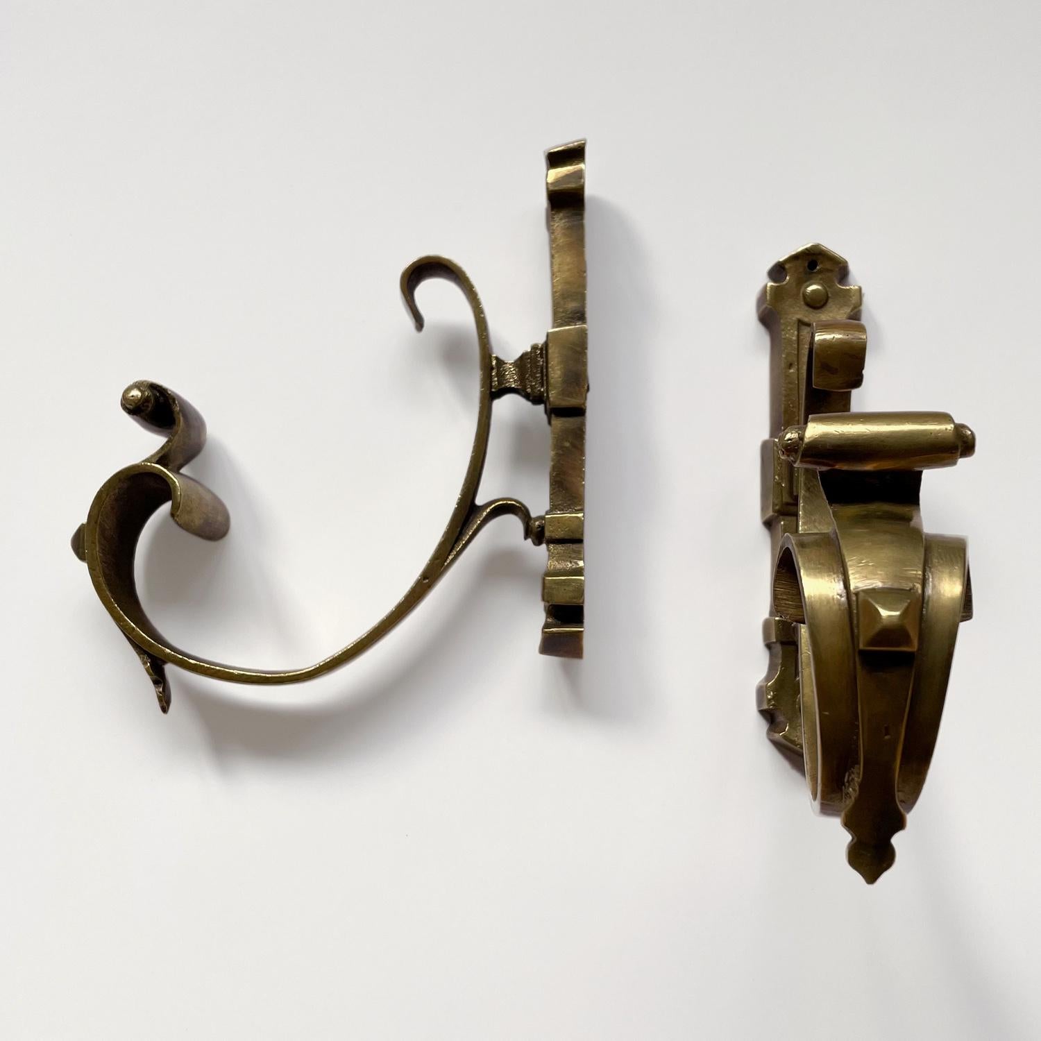 Pair of French Sculpted Bronze Studded Wall Hooks For Sale 2
