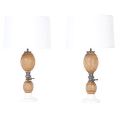 Antique Pair of French Seltzer Bottle Table Lamps