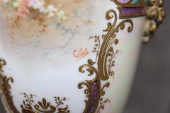 Pair of French Sevres 1870s era Neoclassical Scenes Vases Signed By Collot