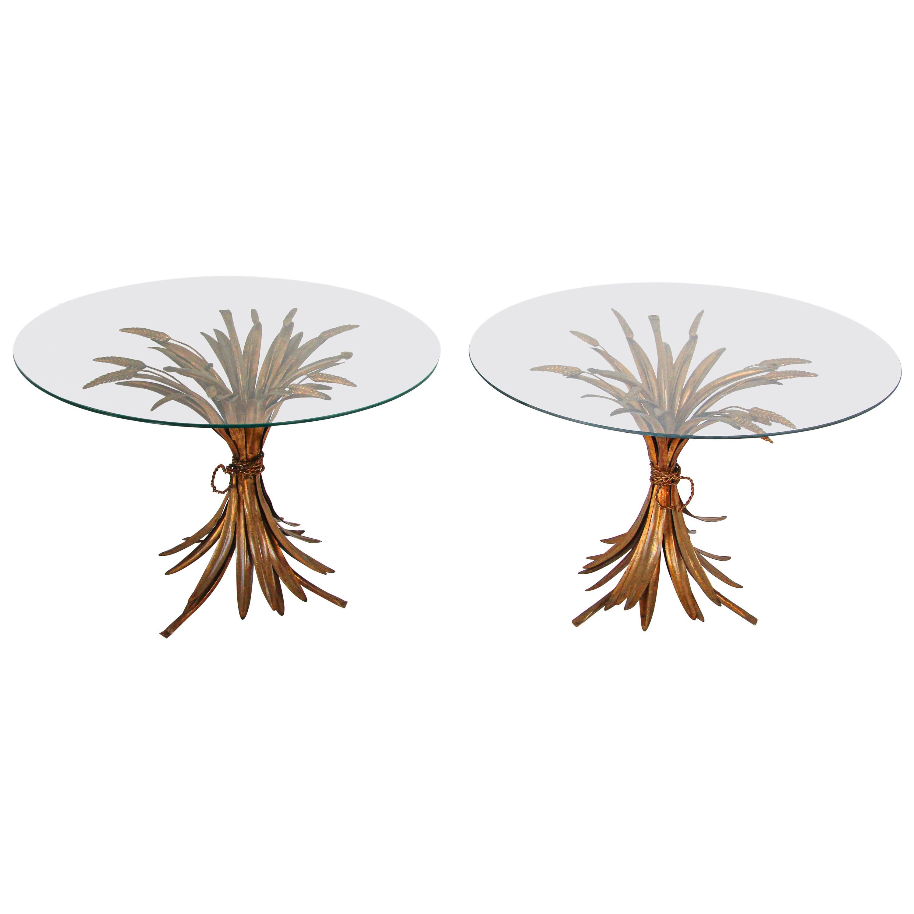 Pair of French Sheaf of Wheat Side Tables