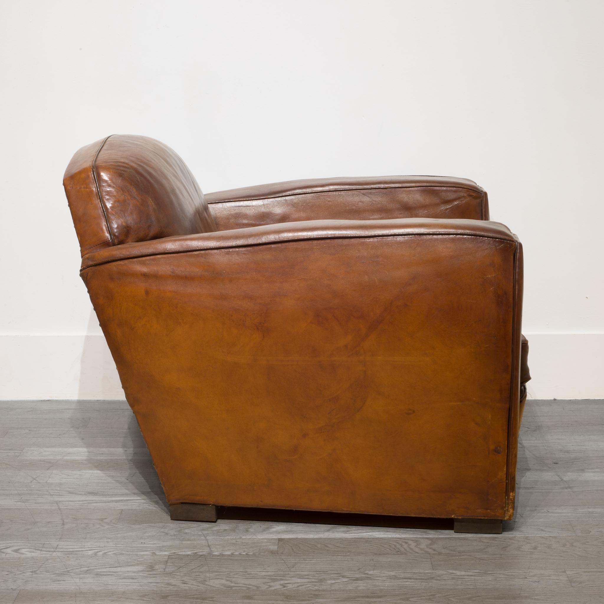 Pair of French Sheepskin Leather Club Chairs, circa 1920s 5
