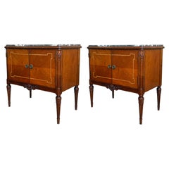 Pair of French Side Cabinets with Marble Tops