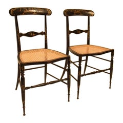 Antique Pair of French Side Chairs with Chinoiserie Details