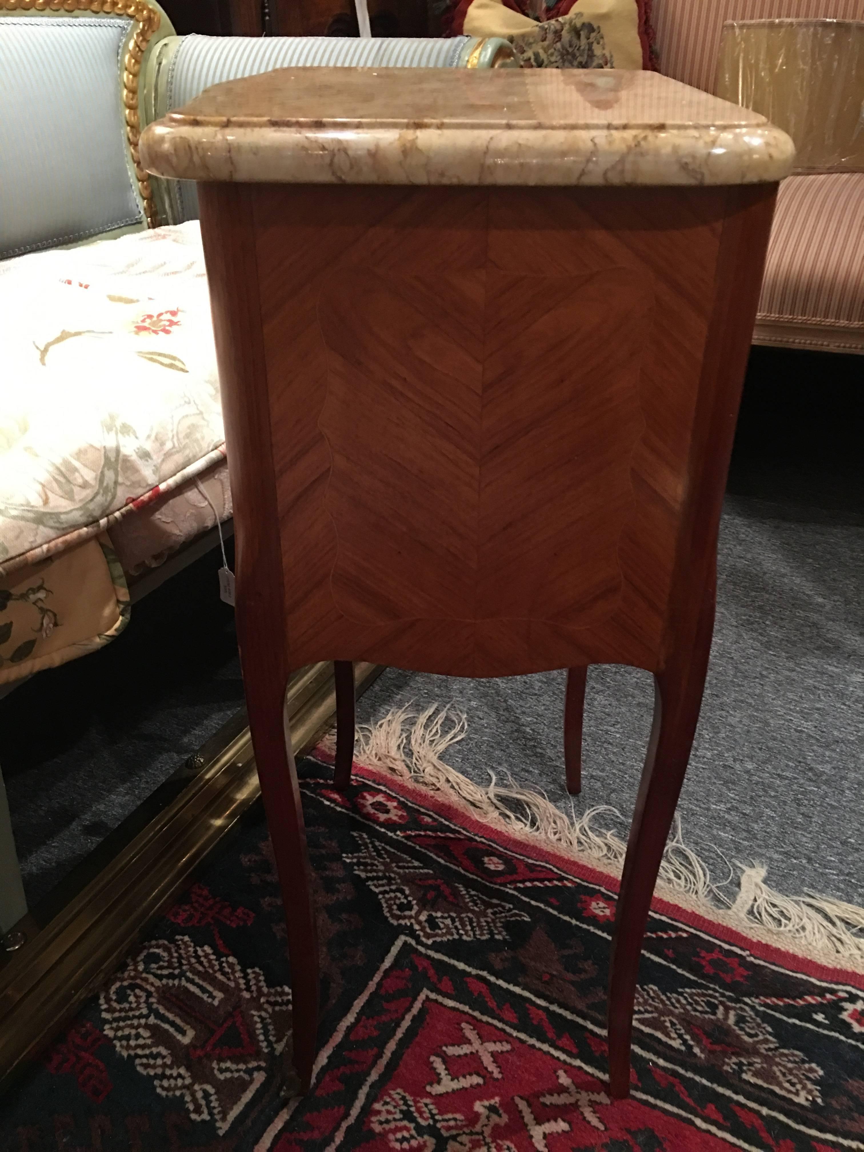 Pair of French Side Tables or Nightstands with Marble Tops, 19th Century 3