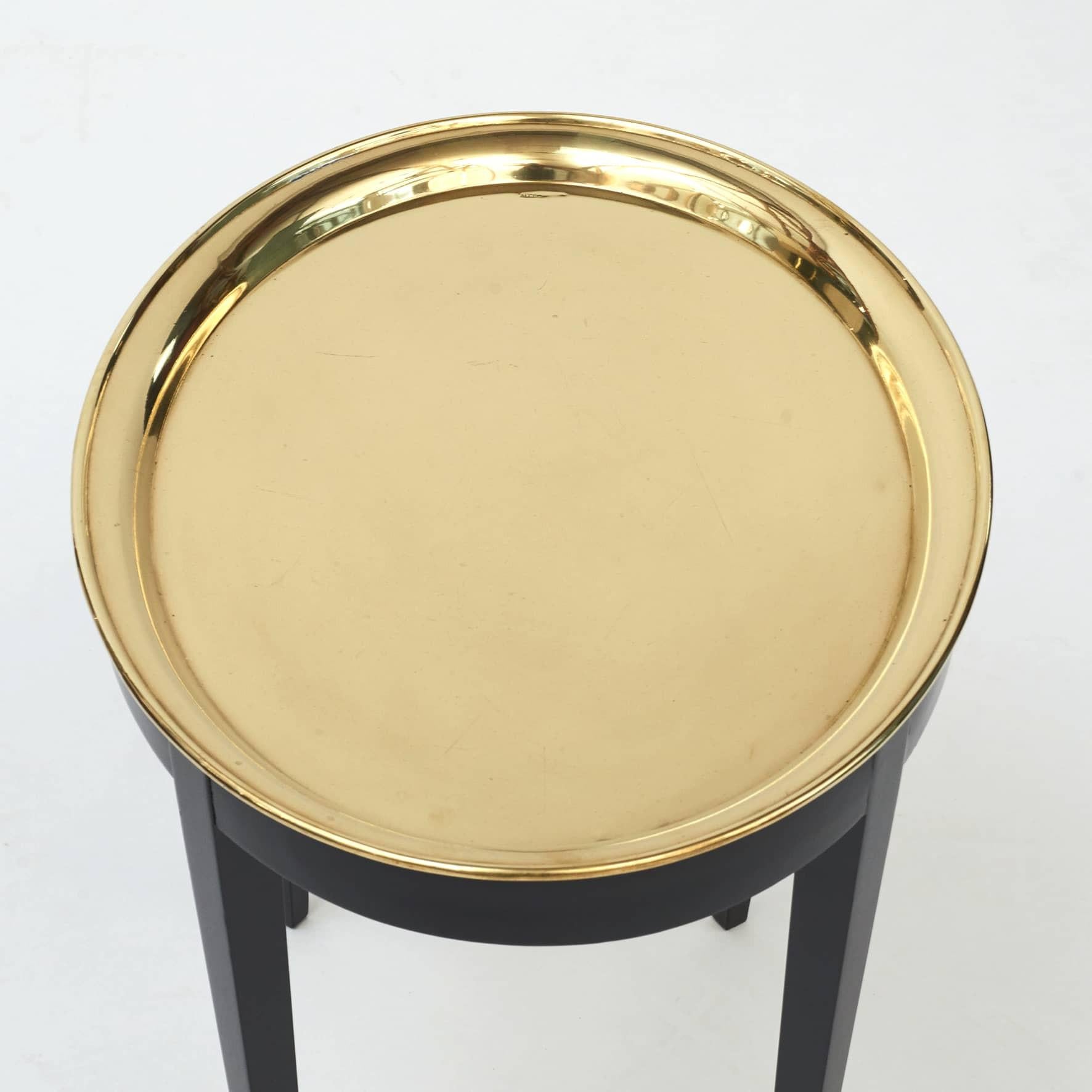 20th Century Pair of French Side Tables with Brass Trays