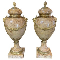 Pair of French Sierra Marble and Gilt Bronze Cassollettes