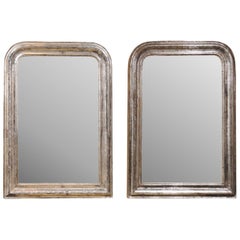 Pair of French Silver Gilt Louis-Philippe 19th Century Mirrors with Aged Patina